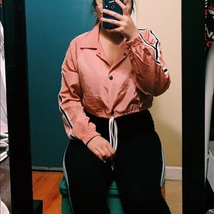 Cropped Button-Down Collard Windbreaker